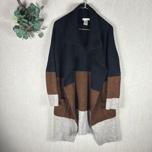 Max Studio > Oversized Colorblock Open Front Cardigan Small